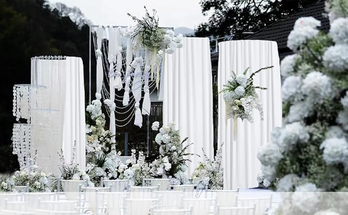 White Backdrop Curtains Wedding Background Drapes White Drapes for Backdrop Decoration Photography Video Studio Props 10x12FT TAYHQ001