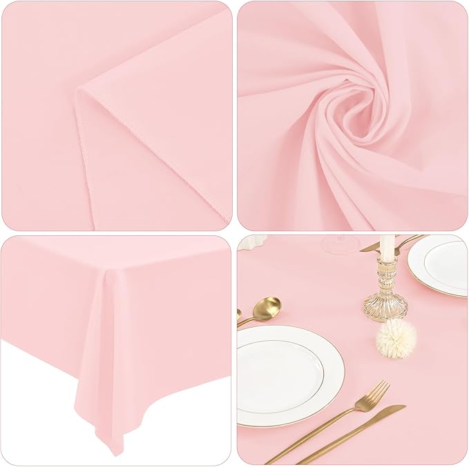 12 Pack Polyester Tablecloth 60 x 126 Inch Pink Tablecloth for 8 Ft Rectangle Tables,Stain and Wrinkle Resistant Washable Fabric Table Covers Polyester Table Clothes for Wedding Parties Banque