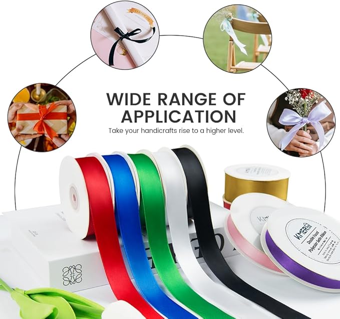 KMER LIFE 5/8 inch x 25 Yards Double Faced Polyester Royal Blue Satin Ribbon, Perfect for Gift Wrapping Very Suitable for Weddings Party Hair Bow Invitation Decorations and More