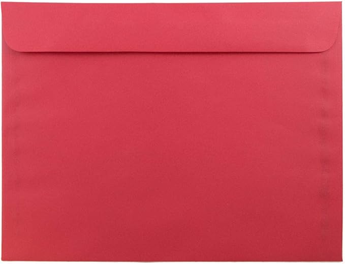 JAM PAPER 9 x 12 Booklet Colored Recycled Envelopes - Red Recycled - 25/Pack
