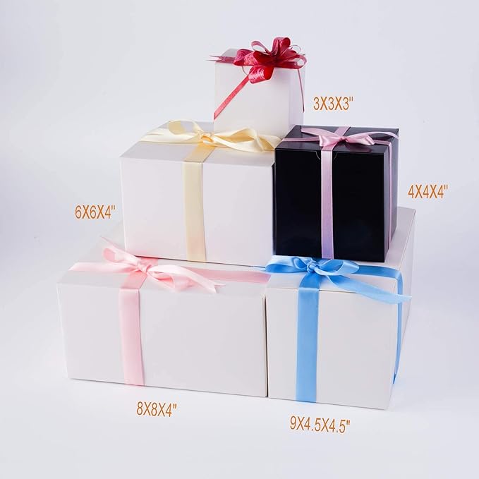 GEFTOL Gift Box 10 Pack 6 x 6 x 4 inches Fold Box Paper Gift Box Bridesmaids Proposal Box for Bridal Birthday Party Christmas（White）