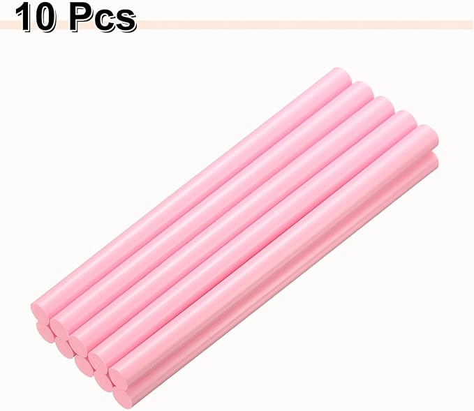 HARFINGTON 10pcs Hot Glue Sticks 0.43" Dia x 7.87" Long EVA Mini Hot Melt Adhesive Glue Stick for Hot Melt Gun Wood Plastic Glass Flowers Fabrics Foam, Pink