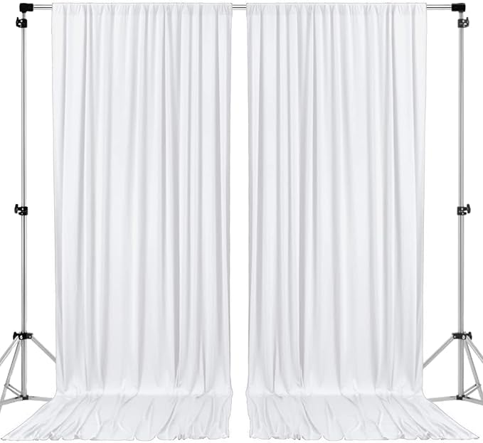 AK TRADING CO. 10 feet x 10 feet Polyester Backdrop Drapes Curtains Panels with Rod Pockets - Wedding Ceremony Party Home Window Decorations - White (Pack of 12)