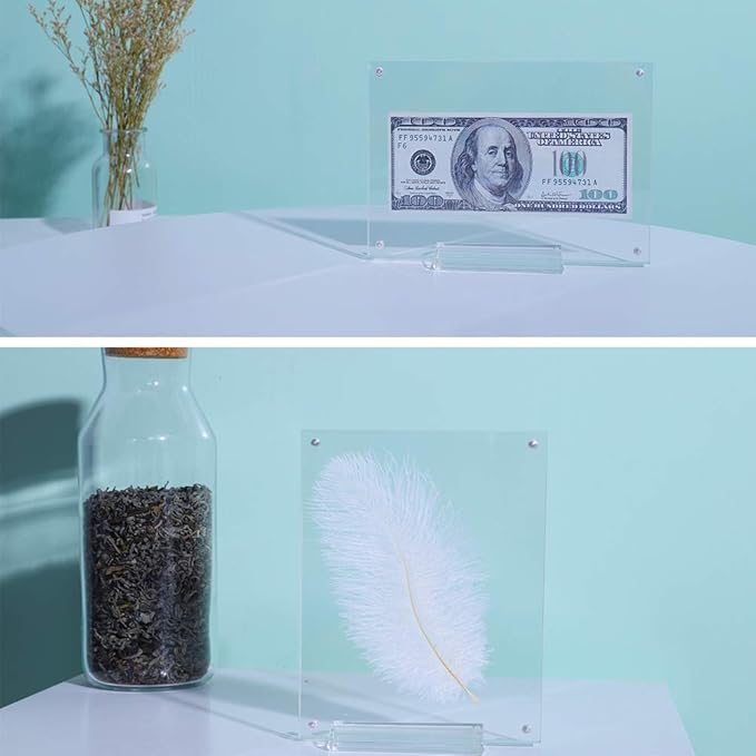 Acrylic Photo Frame 5x7-3 Pack Clear Double Sided Magnetic Picture Frameless Desktop Display with Photo Frame Support Stand Best Gift for Family, Baby, Document Photo Frames- Free Soft Microfiber