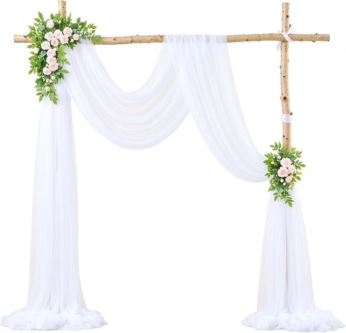 Wedding Arch Draping Fabric Backdrop 1 Panel 30" x 19Ft White Arch Drapes Curtains for Wedding Reception Sheer Tulle Backdrop Curtain for Ceremony Birthday Party Arbor Ceiling Decorations