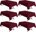 sancua 6 Pack Burgundy Tablecloth 60 x 102 Inch, Rectangle Table Cloth for 6 Feet Tables - Stain and Wrinkle Resistant Washable Polyester Table Cover for Dining Tables, Buffet Parties and Camping