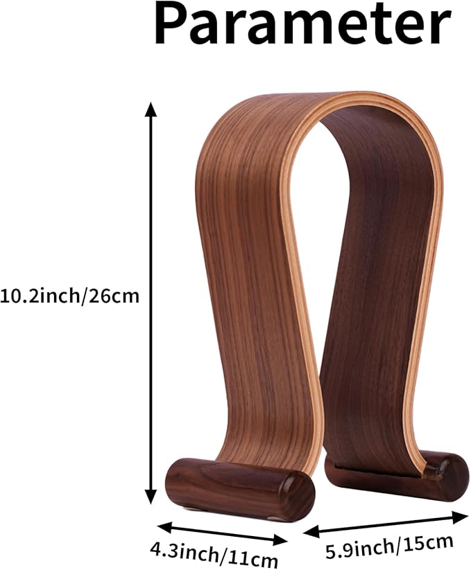 Wood Headphone Stand for Desk - Headset Holder Cute Gaming Wooden Headphones Hanger Hook Rack Base Storage Head Phone Accessories