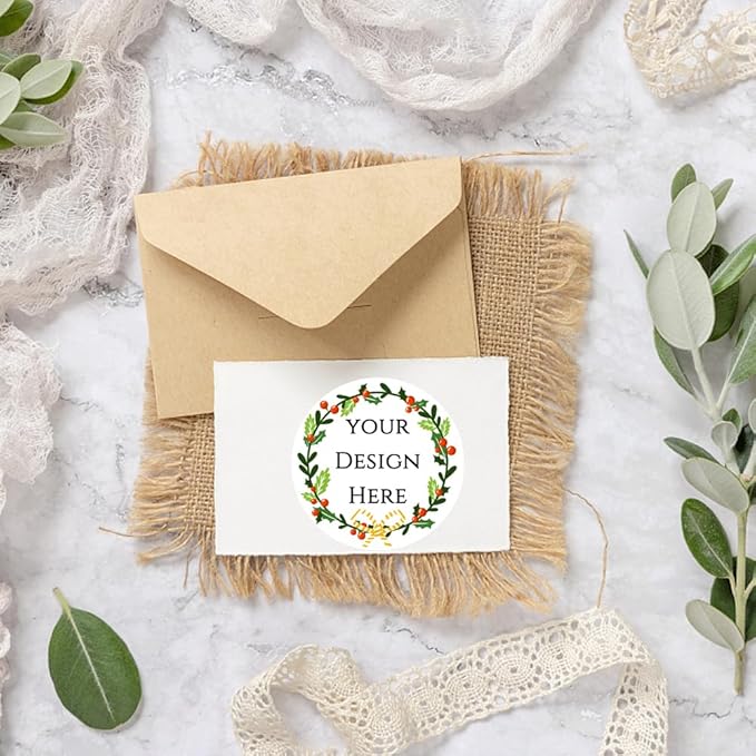 100-1000pcs Custom Stickers Merry Christmas Stickers Personalized Labels Adhesive Xmas Decorative Envelope Seals Stickers for Cards Gift Boxes(Round-10)
