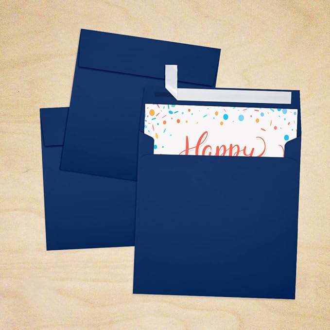 LUXPaper Square Invitation Envelopes | Peel & Press | 6" x 6" | Navy Blue | 80lb. Text | 50 Qty