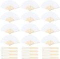 Aneco 24 Pieces Handheld Paper Fans Paper Folding Fans with Bamboos for Wedding Gift, Party, Home, DIY, White…