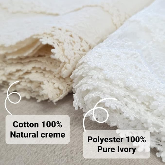Inicia Table Lace Runner 12×70 inch Embroidered for Holiday Wedding Picnic Daily Dinner Tables White Decor (Polyester, 12"×70" (31cm×180cm))