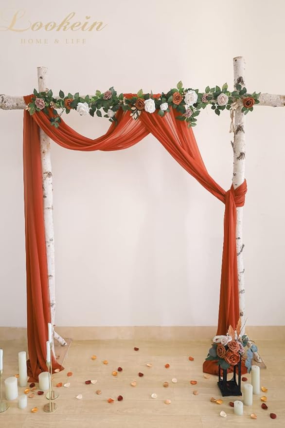 Lookein 5FT Artificial Rose Flower Garland for Table Centerpieces Backdrop Arch Flowers Decorations Wedding Ceremony Reception Table Decor, Terracotta