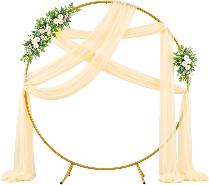 Wedding Arch Draping Fabric Backdrop 1 Panel 30" x 19Ft Champagne Drapes Curtains for Wedding Reception Sheer Tulle Backdrop Curtain for Ceremony Birthday Party Baby Shower Arbor Ceiling Decorations