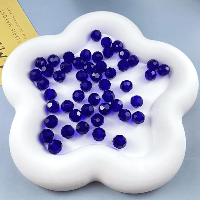 200 PCS 6mm Crystal Glass Beads Round Multiple Faceted Loose Spacer Glass Beads for DIY Handcrafte Bracelet Necklace Earring Jewelry Making(Sapphire)