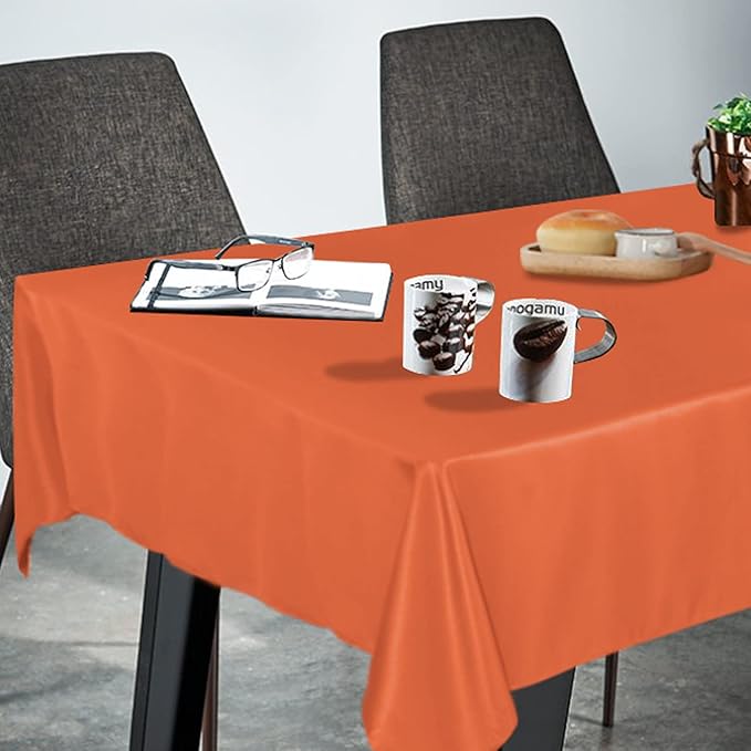 Fitable Rectangle Tablecloth Stain and Wrinkle Resistant Washable Polyester Table Cloth for Buffet Parties and Camping (60x102 inch, Orange)
