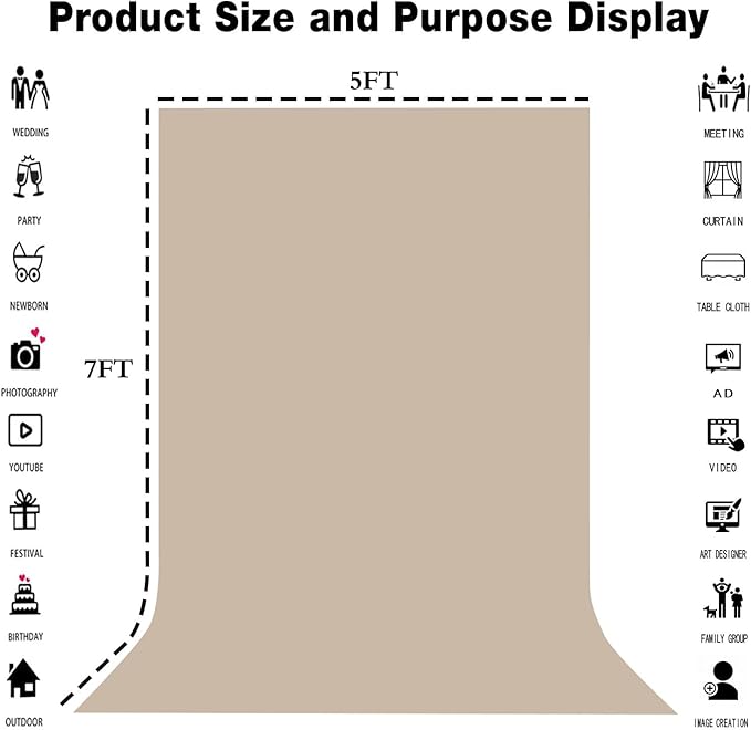 Beige Screen Backdrop 5x7ft Photography Background Meeting Photo Studio Shooting Props