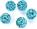 100pcs Adabele Grade A Suncatcher Crystal Rhinestone Pave Loose Beads 10mm Aquamarine Blue Polymer Clay Disco Ball Spacers Compatible with Shamballa All Craft Jewelry Making DB10-10