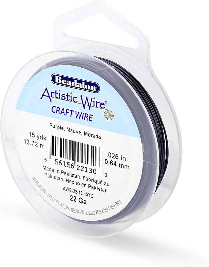 Artistic Wire, 22 Gauge Tarnish Resistant Colored Copper Craft Wire, Purple, 15 yd