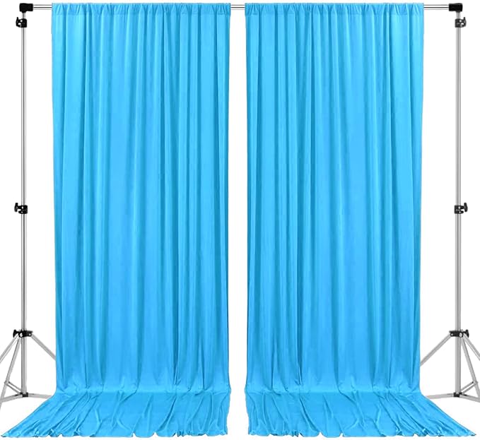AK TRADING CO. 10 feet x 8 feet IFR Polyester Backdrop Drapes Curtains Panels with Rod Pockets - Wedding Ceremony Party Home Window Decorations - Turquoise