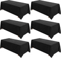 VidaFete Table Cloth 6 Pack 90 * 156inch Rectangle Tablecloth Polyester, Stain Wrinkle Resistant Polyester Dining Table Cover for Kitchen Dinning Party Wedding Rectangular Tabletop Decoration(Black)