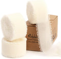 Ribbli Ivory Ribbon 1 Inch x 3 Rolls Total 24 Yards Ivory Handmade Fringe Chiffon Silk Ribbon for Wrapping Wedding Invitations Bridal Bouquets DIY Crafts Home Decor