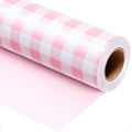 Burymento Pink Checkerboard Wrapping Paper, Gift Wrap for Birthday, Valentines, Mothers day, Graduation, Wedding, Fathers day, Baby Shower, Christmas (17in x 32.8ft)