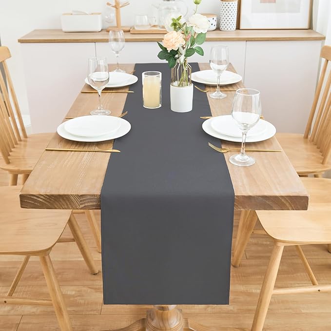 2 Pack Grey Table Runner 12 x 72 Inch Solid Color Farmhouse Runners Coffee Table Dresser for Daily Party Home Decoration