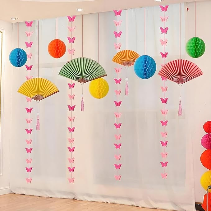 Rainbow Honeycomb Balls Decorations - 12Pcs 6" & 10" Hanging Tissue Pom Poms for Birthday, Wedding, Engagement, Fiesta, Home Decor (Multi-Color)