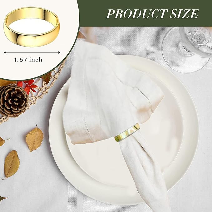 Gold Napkin Rings-20 Pcs Stainless Steel Napkin Rings,Metal Napkin Ring for Table Settings Wedding Christmas Party Dinner Table