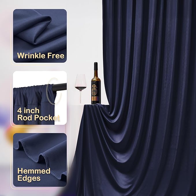 30ftx10ft Navy Blue Backdrop Curtains for Party Background, Wrinkle Free 6 Panels Navy Photo Backdrop Drapes Back Drop Cloth for Wedding Birthday Photography Baby Shower Decor