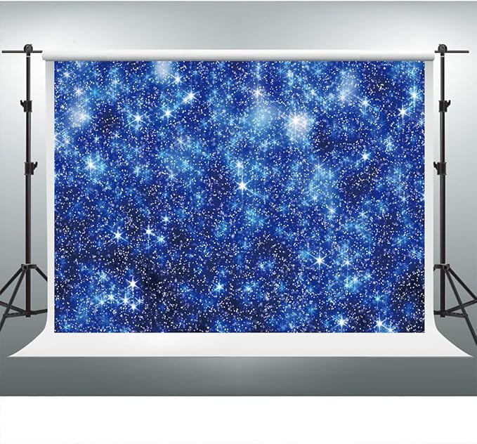 YongFoto Blue Glitter Backdrop 10x8ft Silver Light Spots Navy Blue Sequin Bokeh Photography Background Birthday Bridal Shower Wedding Photography Background Party Banner Decor Portraits Photoshoot