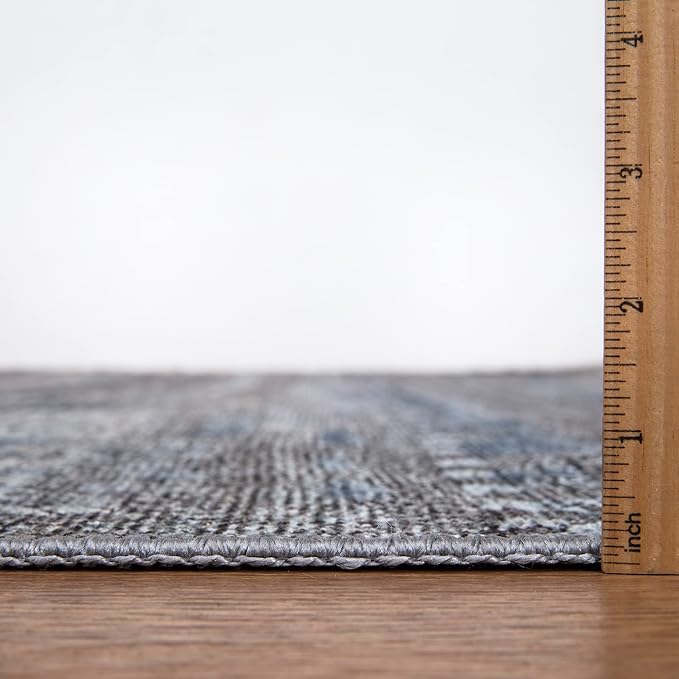 Bloom Rugs Washable Non-Slip 7 ft Runner - Gray/Blue/Blush Modern Abstract Runner for Entryway, Hallway, Bathroom, and Kitchen - Exact Size: 2.5' x 7'