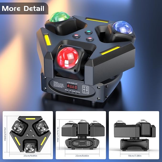 6-Pack Moving Head Stage Lights 9 X 10W LED DJ Lighting with DMX Mode Sound Stage Lighs and Parties Lights Activated for Party Wedding Concert Disco DJ Concert Show