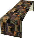 Rustic Cabin Bear Aztec Table Runner, Retro Brown Bear Rustic Theme Geometry Decoration for Home Dinner Party Living Room Bedroom Table Runner 13x120 Inch