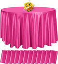 12 Pack 108 Inch Hot Pink Satin Tablecloth - Silky Round Tablecloth Overlay Smooth Fabric Table Cover, Bright Table Decoration for Wedding Party Banquet Events Restaurant Kitchen Dining