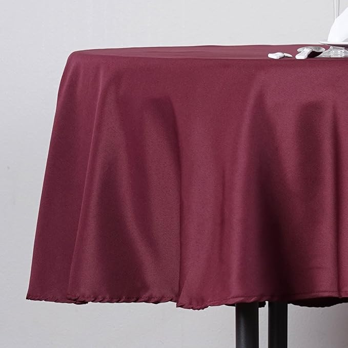 Efavormart Round Tablecloth, 70 Inch Stain & Wrinkle Resistant Washable Table Cloth, Decorative Polyester Fabric Table Cover for Banquet, Wedding, Dining- Burgundy