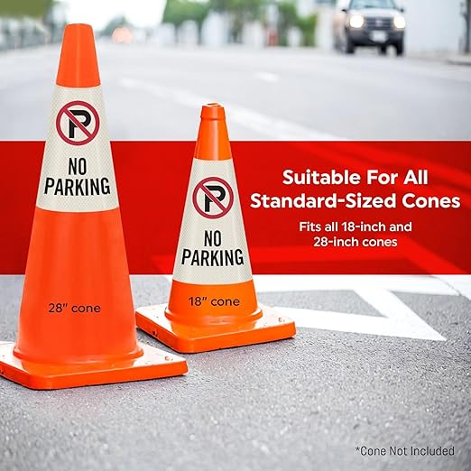 SmartSign No Parking Cone Message Sleeve, Bright Reflective [Cone Not Included]
