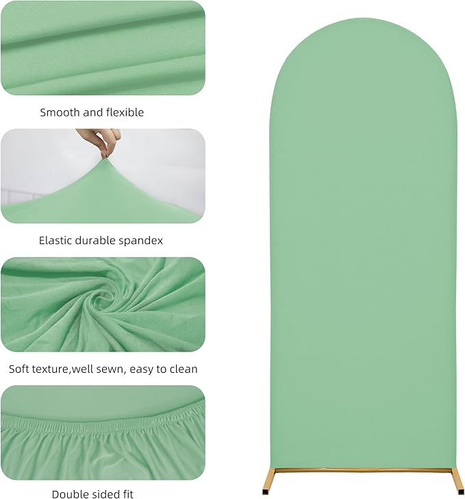 6.6FT Wedding Arch Covers Arch Backdrop Cover Arch Stand Covers Set Arch Cover Spandex Fabric Stretchy Backdrop for Wedding Birthday Party Decoration Baby Shower (Mint Green)