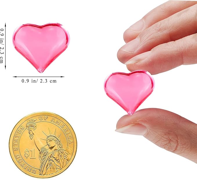 Fangoo 220 Pieces Pink Acrylic Heart Flat Back Heart Gems for Valentine's Day Decorations, Vase Filler, Table Scatter Decoration, Wedding Decorations,Home Decorations(Pink, 1LB)