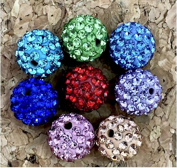 50pcs Adabele Grade A Suncatcher Crystal Rhinestone Pave Loose Beads 10mm Olivine Green Polymer Clay Disco Ball Spacers Compatible with Shamballa All Craft Jewelry Making DB10-17