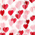 Red Pink Party-Decorations 3D-Heart Garland - 40ft Galentines Streamers Paper Banner, Proposal Anniversary Romantic Birthday Baby Shower Rustic Wedding Hanging Ornaments Decor Hugfond