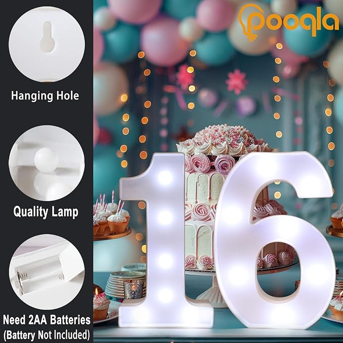 Pooqla 21st Birthday Decorations for Her Him, Decorative LED Light Up Numbers, Marquee Numbers 21 Sign for Party Backdrop 21st Wedding Anniversary Decor, Warm White and Cool White Number 21