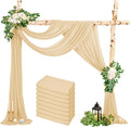 Wedding Arch Draping Fabric, 8 Panels 28" x 20ft Champagne Sheer Chiffon Curtain Drapes for Wedding Ceremony Reception Party Decoration
