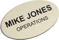 Custom Engraved Name Tag Badges – Personalized Identification with Pin or Magnetic Backing, 3.2 Inch Oval, Almond/Black