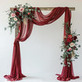 Wedding Arch Draping Fabric 1 Panel 28.7" x 20FT Burgundy Sheer Chiffon Backdrop Drapes for Wedding Ceremony Birthday Party Bridal Shower Outdoor Decoration