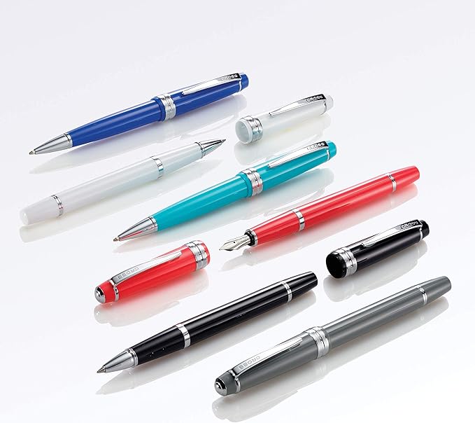 Cross Bailey Light Refillable Fountain Presented in a Everyday Gift Box - Medium Point, Black Ink, Polished Gray