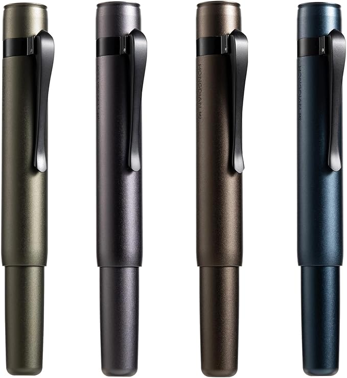 Hongdian M2 Black Forest Mini Fountain Pen, Long Blade Nib & Sleek Shape Aluminium Short Pocket Travel Pen (Space Gray)