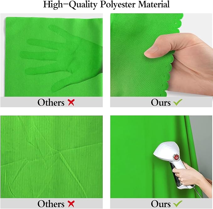 8x10FT Green High Density Fabric Screen Backdrop, Solid Color Photography Background for Video, Studio, Photo, Live, Editing