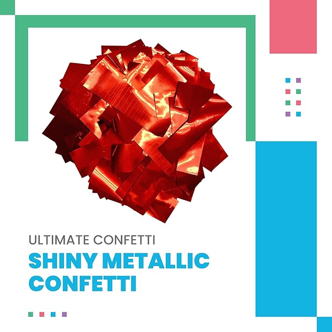 Ultimate Confetti, Rectangular Red Mylar Shiny Foil Metallic Confetti for Cannon and Launcher use - Gender Reveal Confetti for Wedding, Parties, Mother’s Day and Live Events - 1 lb, 16 oz