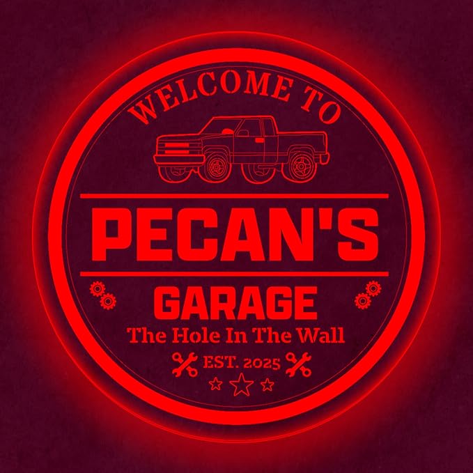 Custom Pickup Truck LED Sign – Personalized Color Changing Acrylic Wall Decor for Garage, Shop, or Man Cave (Garage 2, 16 INCHES)